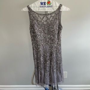 Aiden mattox silver lavender cocktail dress US2